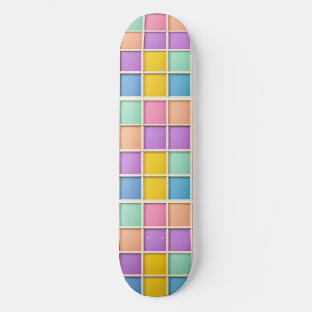 Färgrik geometrisk rutnäts panel mini skateboard bräda 18,5 cm (Framsida)