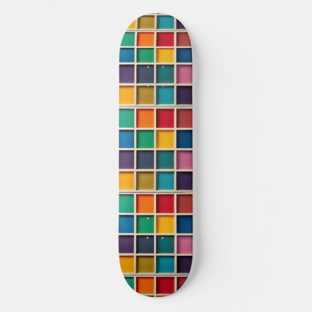 Färgrik geometrisk rutnäts panel mini skateboard bräda 18,5 cm (Framsida)