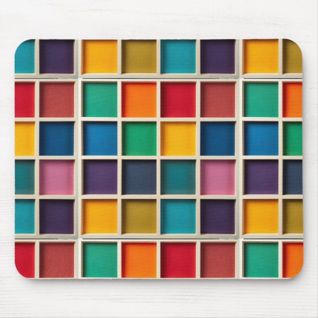 Färgrik geometrisk rutnäts panel musmatta (Framsidan)