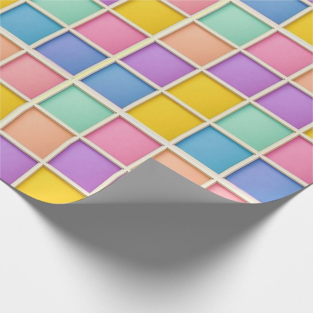 Färgrik geometrisk rutnäts panel presentpapper (Hörn)