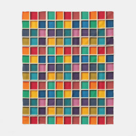 Färgrik geometrisk rutpanel fleecefilt