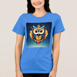 Färgrik geometrisk uggla ansikte t shirt