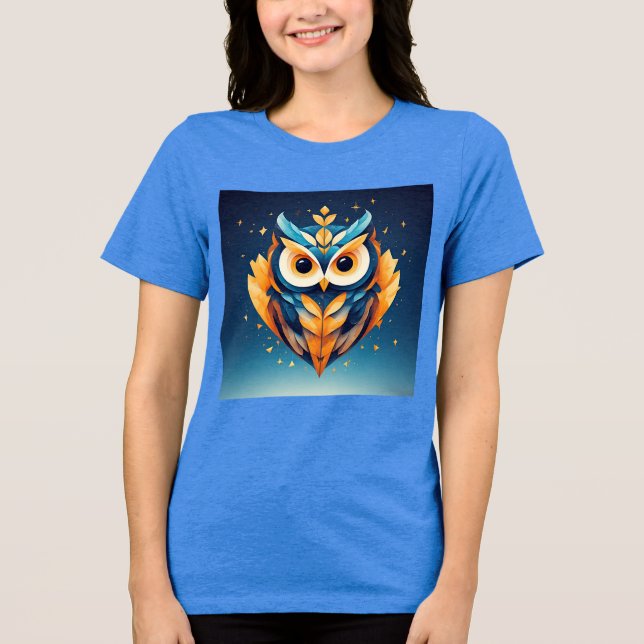 Färgrik geometrisk uggla ansikte t shirt (Framsida)