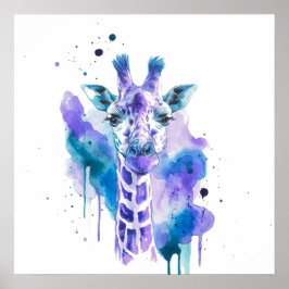 Färgrik Giraff Akvarell Poster