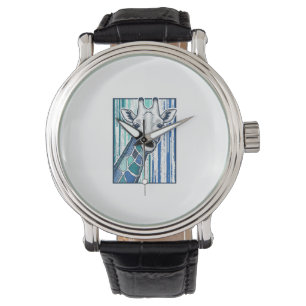 Färgrik giraffporträtt Vintage gravyr vektor Armbandsur