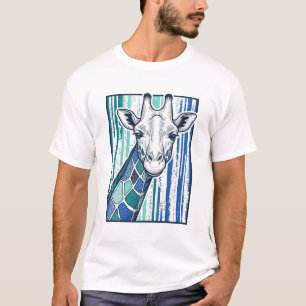 Färgrik Giraffporträtt Vintage Gravyr Vektor T Shirt