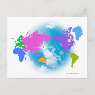 Färgrik global karta vykort