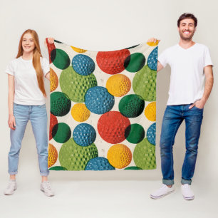 Färgrik golfbollsdesign fleecefilt