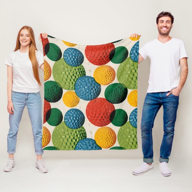 Färgrik golfbollsdesign fleecefilt (På plats)