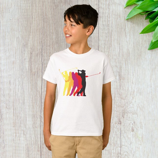 Färgrik golfswing siluett golfare kontur t shirt (Skapare uppladdad)