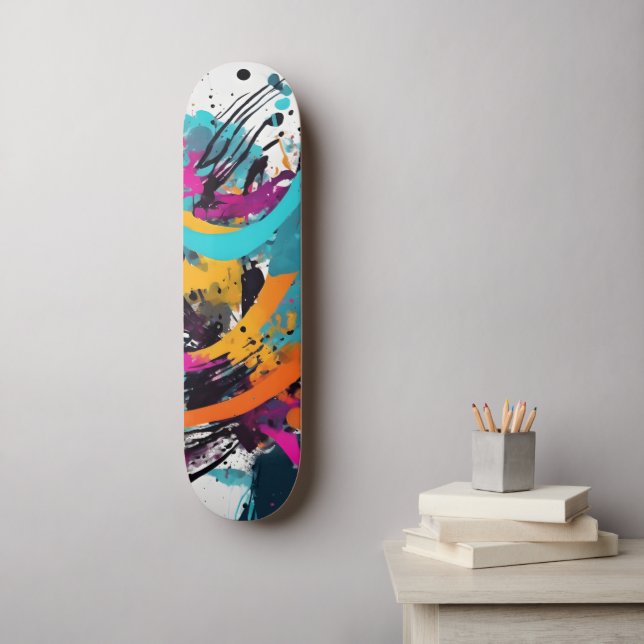 Färgrik Graffiti Abstrakt Mini Skateboard Bräda 18,5 Cm (Väggkonst)