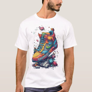 Färgrik Graffiti Sneaker Art Grafik - Urban Stre T Shirt