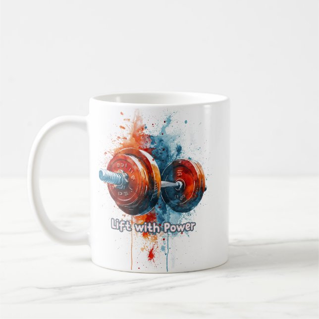 Färgrik grafik och text kaffemugg (Vänster)