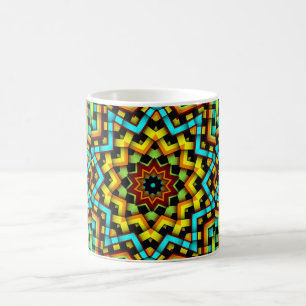 Färgrik Grafisk Geometrisk Blå Gul Stjärna Kaffe Kaffemugg