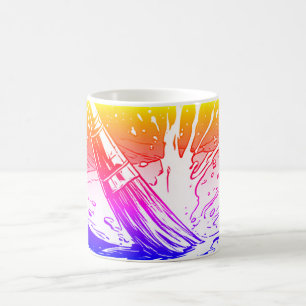 Färgrik Grafisk Stil Pensel Färgfläck Kaffemugg