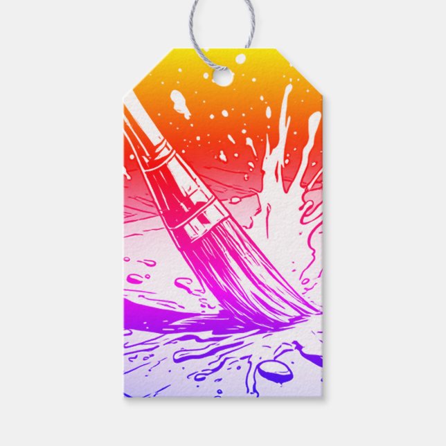 Färgrik Grafisk Stil Pensel Färgfläck Presentetikett (Framsidan)
