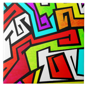 Färgrik grafittiillustration kakelplatta