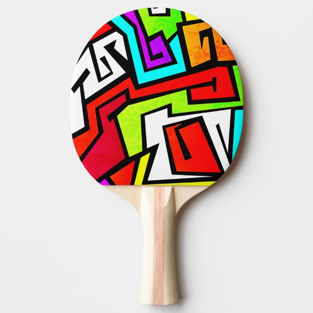 Färgrik grafittiillustration pingisracket (Framsidan)
