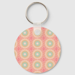Färgrik Grön Gul och Orange Geometrisk Mandala Nyckelring