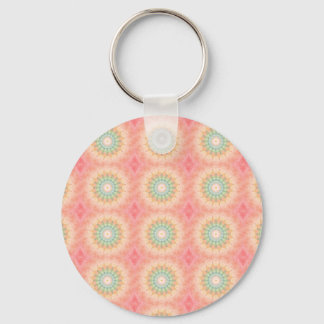 Färgrik Grön Gul och Orange Geometrisk Mandala Nyckelring
