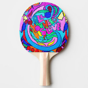 färgrik groovy fred och kärlek pingisracket