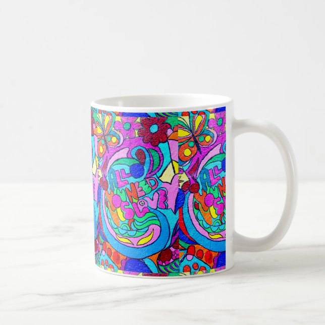 färgrik groovy mugg för hippiestilkärlek (Höger)