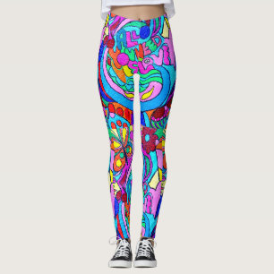 färgrik groovy psychedelic kärlek leggings