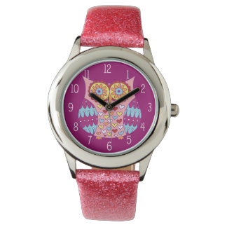 Färgrik Groovy ugglaklocka - som är retro &! Armbandsur
