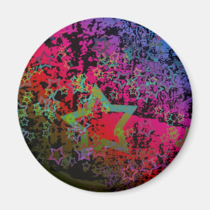 Färgrik Grungy stjärnadesign för anpassade Magnet