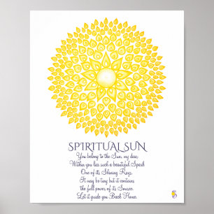Färgrik gul andlig solMandala Poster