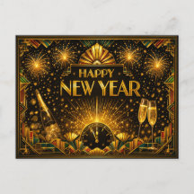 Färgrik guld Art Deco Gott nytt år