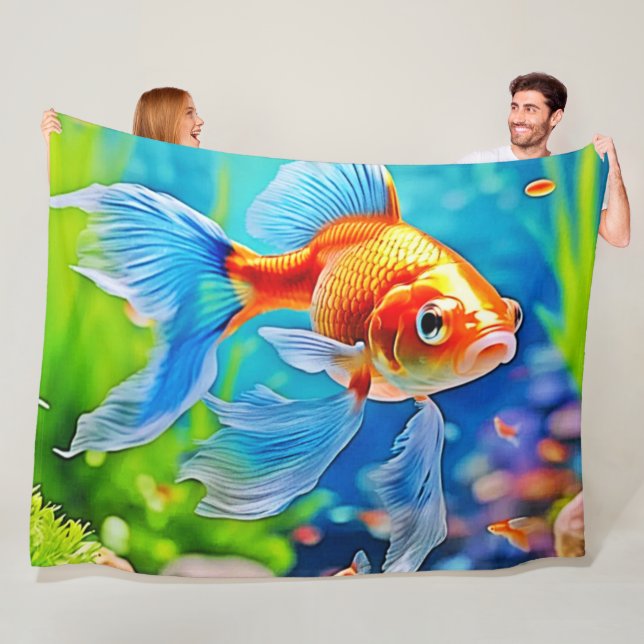 Färgrik guldfiskdesign för tank fleecefilt (På plats)