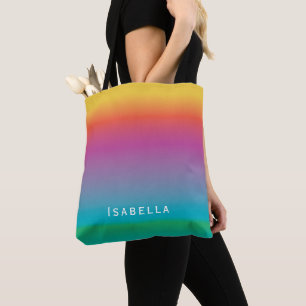 Färgrik gullig regnbågelutningOmbre Monogram Tygkasse