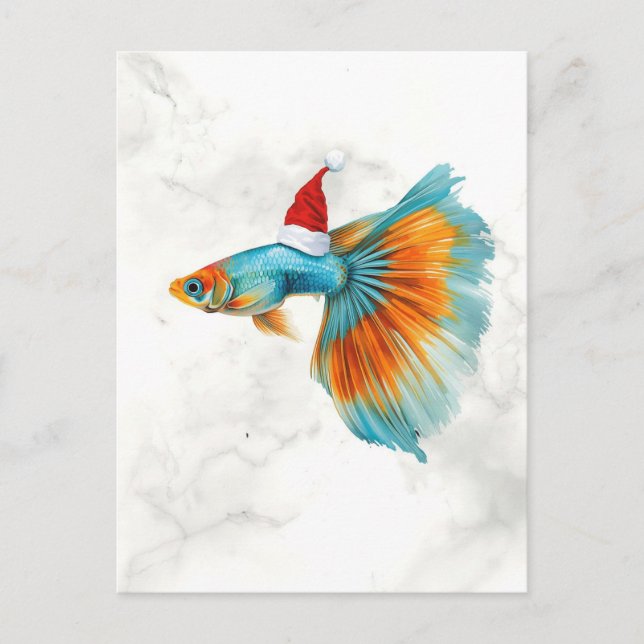 Färgrik Guppyfisk Jul Helg Vykort (Framsida)
