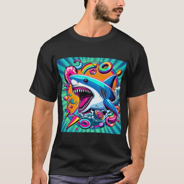 Färgrik haj t shirt (Framsida)