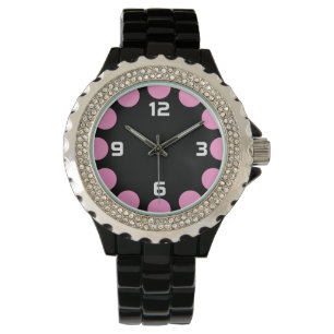 Färgrik halvmåne - Rosa på svart Armbandsur