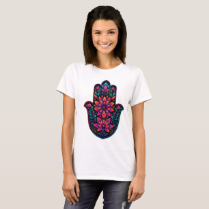 Färgrik Hamsa-hand med blommande mandala – Boho-st T Shirt