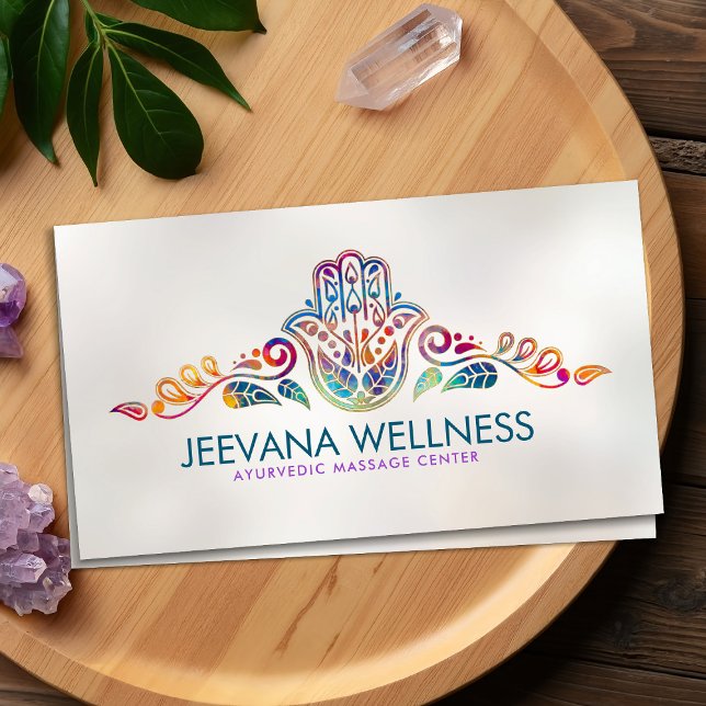 Färgrik Hamsa Hand Paisley Ornament Visitkort (Skapare uppladdad)