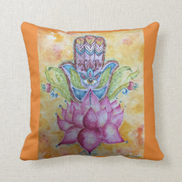 Färgrik Hamsa vattenfärgdekorativ kudde