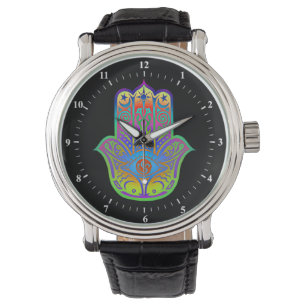 färgrik hamsaamulett armbandsur