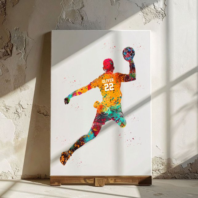 Färgrik handbollsspelare canvastryck (Skapare uppladdad)