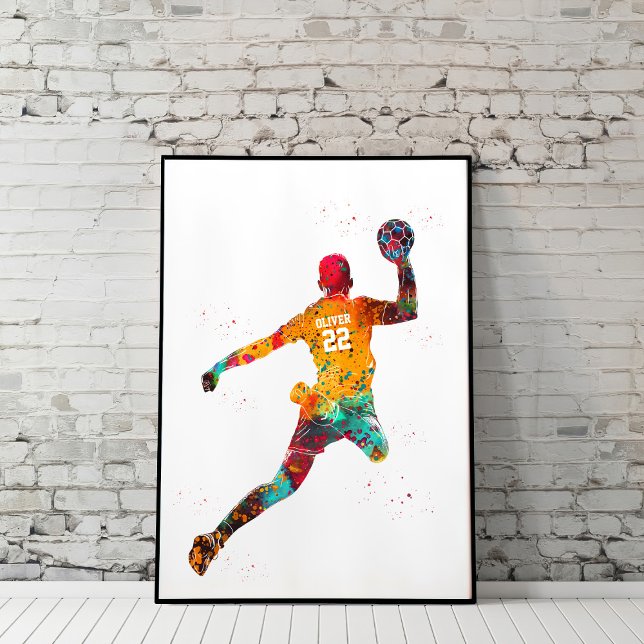 Färgrik handbollsspelare poster (Skapare uppladdad)