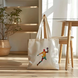 Färgrik handbollsspelare tygkasse