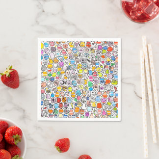 Färgrik Handritad Whimsical Mönster Pappersservett