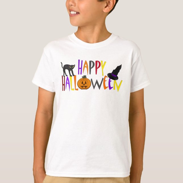 Färgrik happy halloween t shirt (Framsida)