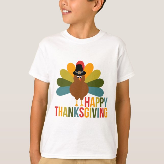 Färgrik happy thanksgiving Turkiet Tee (Framsida)