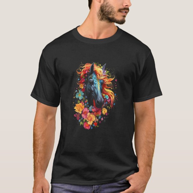 Färgrik Häst 3 T Shirt (Framsida)