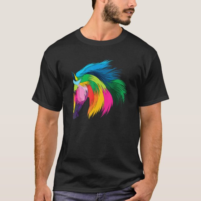 Färgrik häst Abstrakt Färgrik häst T Shirt (Framsida)