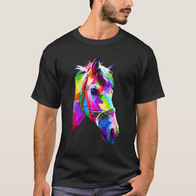 Färgrik Häst Grafik 2 T Shirt (Framsida)