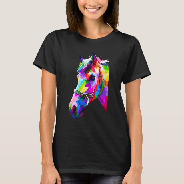 Färgrik Häst Grafik 4 T Shirt (Framsida)